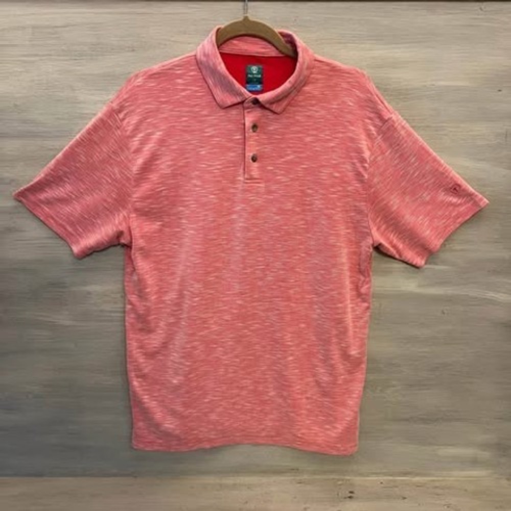 Pro Tour Coolplay‎ Coral Heathered Short Sleeve Casual Polo Shirt Size Medium GC